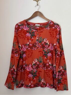 Sundance Fox Floral Henley Thermal Long Sleeve Top XL